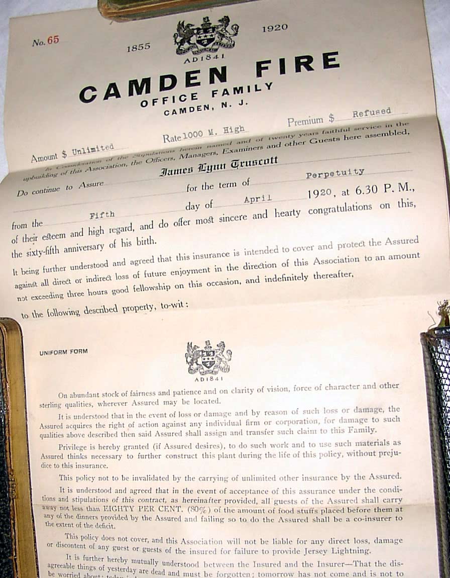 J. Lynn Truscott's 65th birthday 'insurance policy' gift from Camden Fire — interior