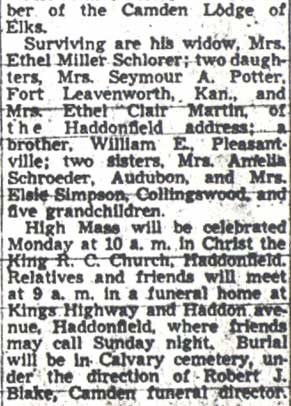 Camden Courier-Post, July 21, 1950 — John A. Schlorer Dies; Secretary of Abattoir Concern (part 3)