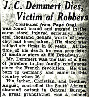 J. C. Demmert Dies, Victim of Robbers — Camden Courier-Post, August 14, 1936, page 19