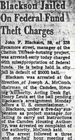 Newspaper article reporting arrest of John F. Blackson, part 1