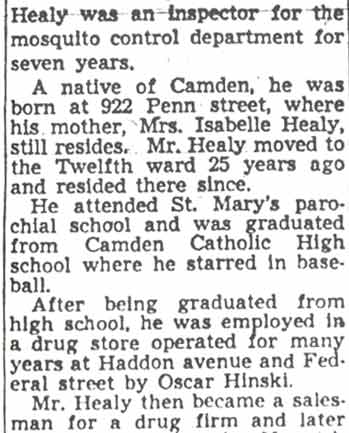 Camden Courier-Post, April 19, 1950 — John F. Healy Dies At 49 (continued)
