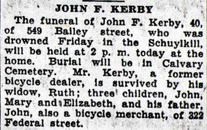 Camden Courier-Post, January 11, 1938 — John F. Kerby funeral notice