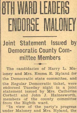 Camden Courier-Post, May 10, 1934: 8th Ward Leaders Endorse Maloney