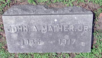 Flat marker: John A. Mather Jr. 1865–1917, Harleigh Cemetery