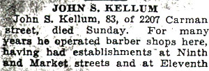 Camden Courier-Post obituary for John S. Kellum, October 6, 1936, part 1