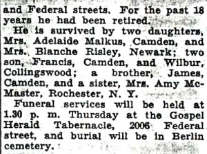 Camden Courier-Post obituary for John S. Kellum, October 6, 1936, part 2