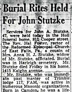 Camden Courier-Post, June 6, 1950 — Burial Rites Held for John Stutzke (part 1)