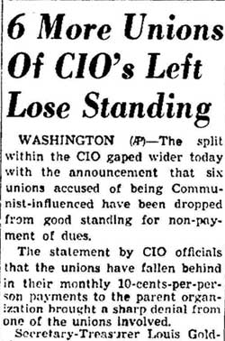 6 More Unions Of CIO's Left Lose Standing, Berkshire Evening Eagle, December 17, 1949