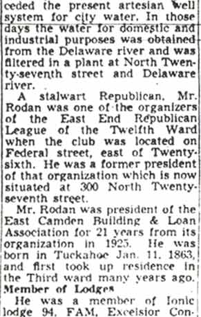 Camden Courier-Post, May 31, 1950 — John T. Rodan obituary, column 2