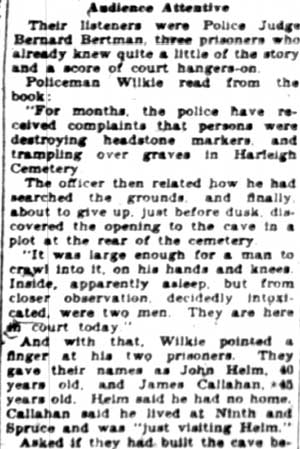 Camden Courier-Post, April 3, 1928 — Cemetery Cave Raided