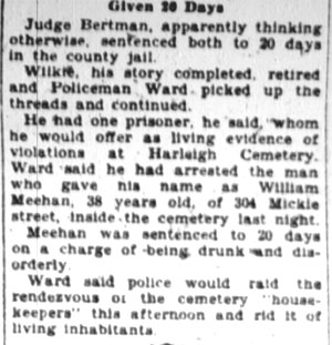 Camden Courier-Post, April 3, 1928 — Cemetery Cave Raided