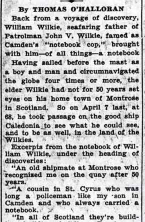 Wilkie's Father Finds Kin Was Notebook Cop, Camden Courier-Post, August 6, 1936