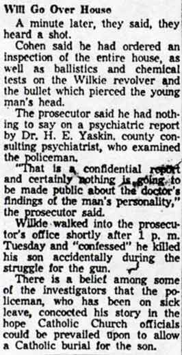 John V. Wilkie case continued