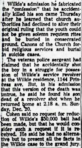 John V. Wilkie case continued