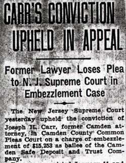Carr's Conviction Upheld in Appeal — Camden Courier-Post, October 15, 1936