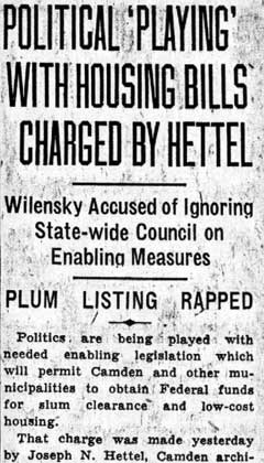 Political 'Playing' With Housing Bills Charged by Hettel — headline