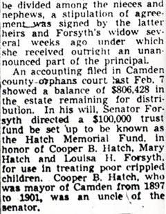 Mrs. Forsyth Widow of N.J. Solon Weds, Camden Courier-Post, April 3, 1950, panel 3
