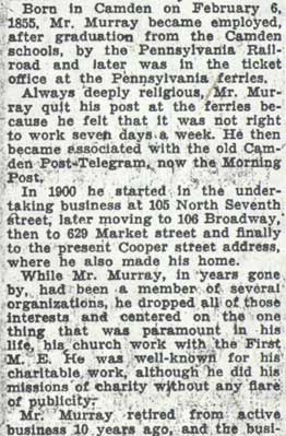 Joseph H. Murray obituary continued, Camden Courier-Post, January 14, 1939