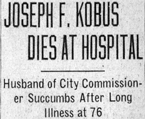Camden Courier-Post, June 9, 1939 — Joseph F. Kobus Dies at Hospital (headline)