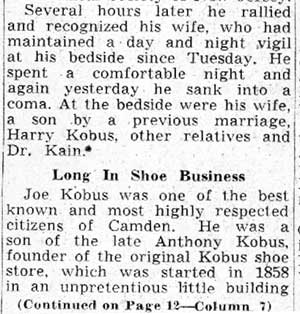 Camden Courier-Post, June 9, 1939 — Joseph Kobus obituary (continued)