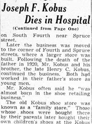 Camden Courier-Post, June 9, 1939 — Joseph Kobus obituary (continued)