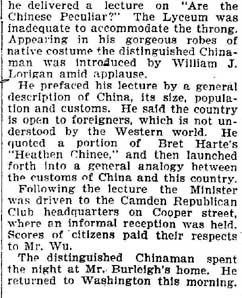 Trenton Times, May 17, 1902 — They Dined with Minister Wu (continued)