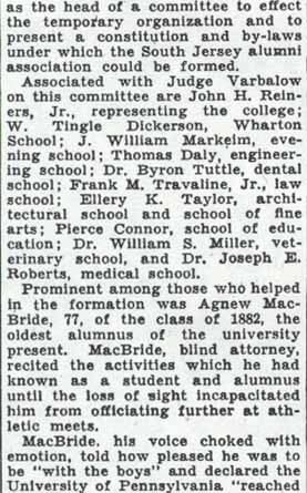 Camden Courier-Post, January 25, 1938 — U. of P. Graduates Meet Here To Form Newest Alumni Body, page 2