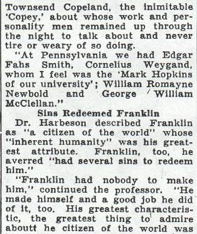 Camden Courier-Post, January 25, 1938 — U. of P. Graduates Meet Here To Form Newest Alumni Body, page 4
