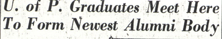 Camden Courier-Post, January 25, 1938 — U. of P. Graduates Meet Here To Form Newest Alumni Body, headline