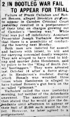 Camden Courier-Post, February 22, 1928 — John Henderson, Joseph A. Varbalow