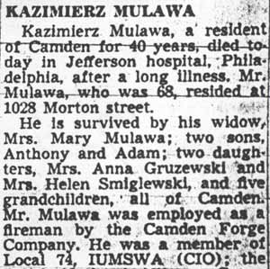 Obituary for Kazimierz Mulawa, part 1