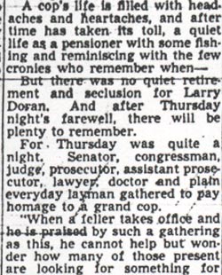Larry Doran retirement, April 1950
