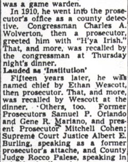 Larry Doran retirement, April 1950