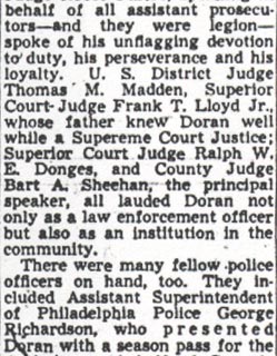 Larry Doran retirement, April 1950