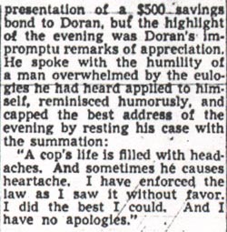 Larry Doran retirement, April 1950
