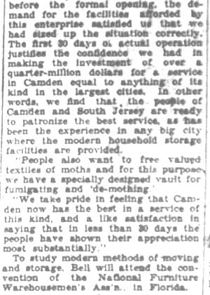 Camden Courier-Post January 31, 1928, Bell Storage Company, part 2