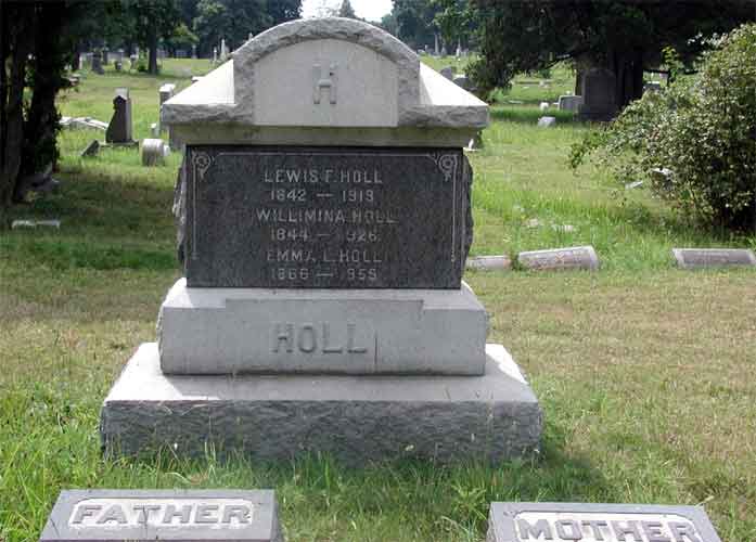 Final resting place of Lewis F. and Emma L. Holl at Evergreen Cemetery, Camden