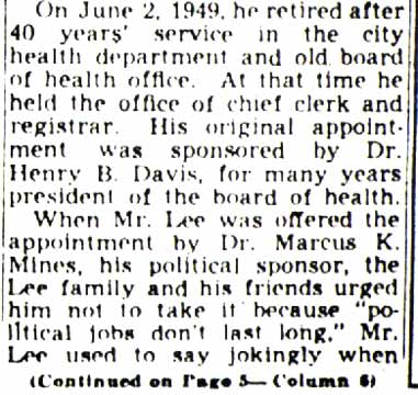 Camden Courier-Post, July 14, 1951 — Lewis Lee Dies Of Heart Ailment, page 3