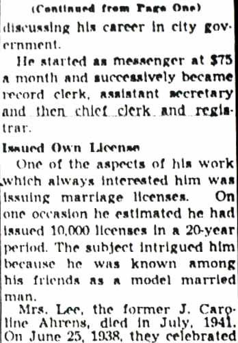 Camden Courier-Post, July 14, 1951 — Lewis Lee Dies Of Heart Ailment, page 4
