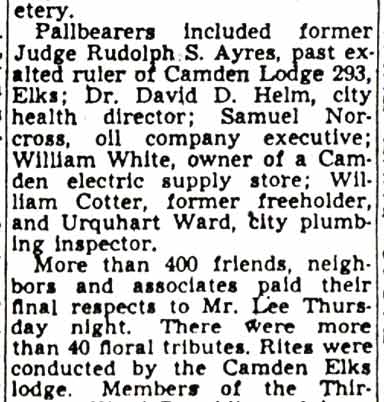 Camden Courier-Post, July 20, 1951 — Rites Conducted For Lewis A. Lee, page 2