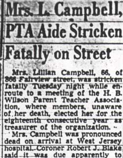 Lillian Campbell obituary, part 1, Camden Courier-Post, April 26, 1950