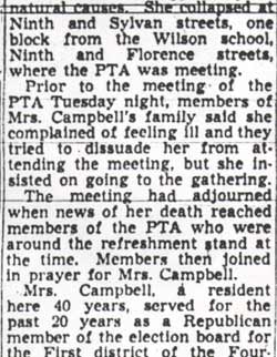Lillian Campbell obituary, part 2, Camden Courier-Post, April 26, 1950