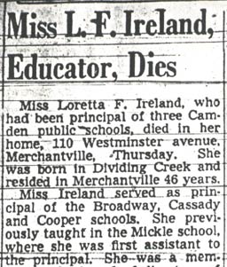 Obituary for Loretta F. Ireland - part 1