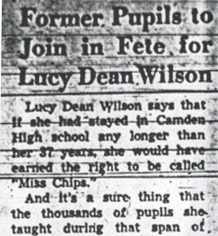 Former Pupils to Join in Fete for Lucy Dean Wilson