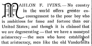 Biographical Review, 1897 — Mahlon F. Ivins Sr. (header)