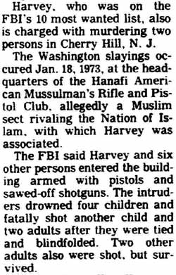 Arrest last suspect in mass murder — Stevens Point Daily Journal March 28, 1974 (column 2)