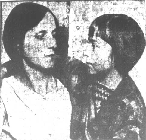 Mamie Zimmie and her mother, after two-story jump from kidnapper, Camden Courier-Post, January 31, 1928