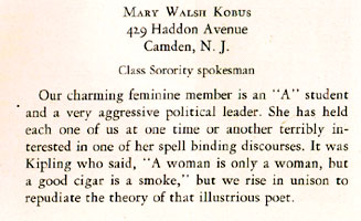 Mary Walsh Kobus, 1930 Archive yearbook of the South Jersey Law School