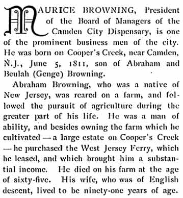 Maurice Browning biographical portrait, Biographical Review 1897, page 1