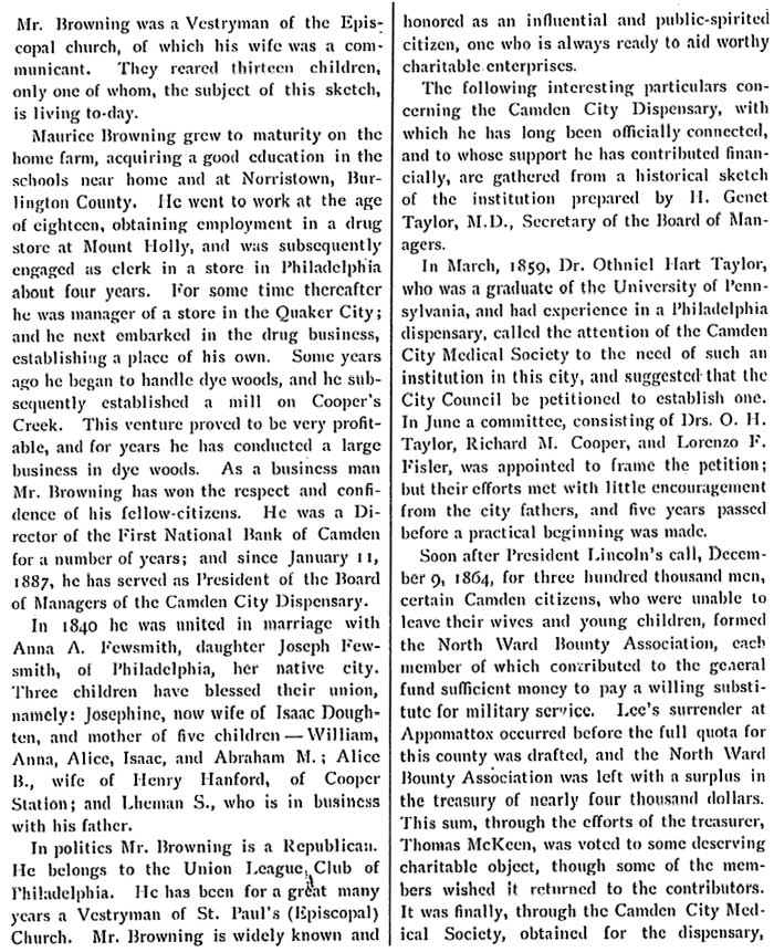 Maurice Browning biography, Biographical Review 1897, page 2